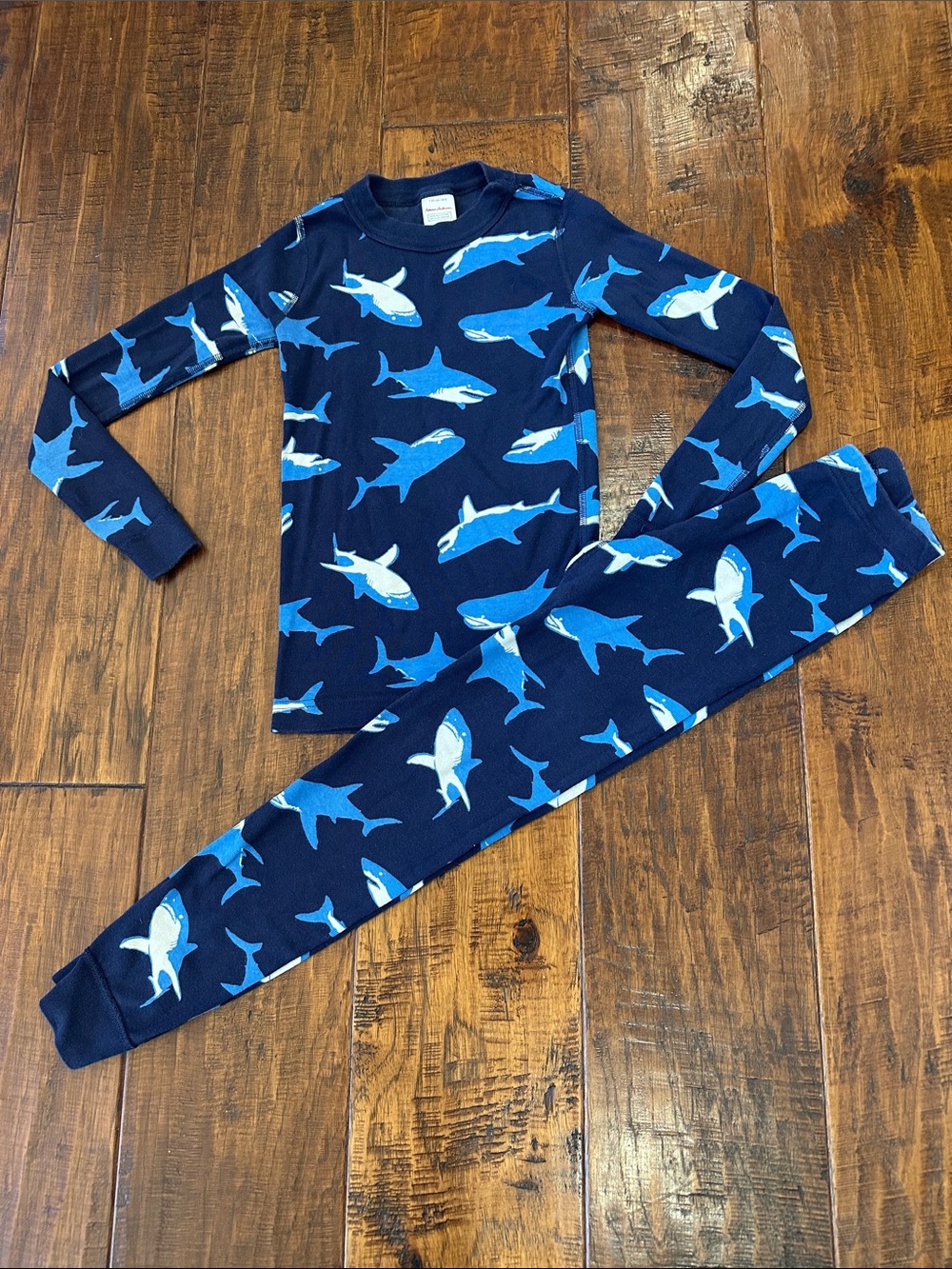✨ Hanna Andersson Unisex Navy Blue Shark Long John Pajama Set ✨